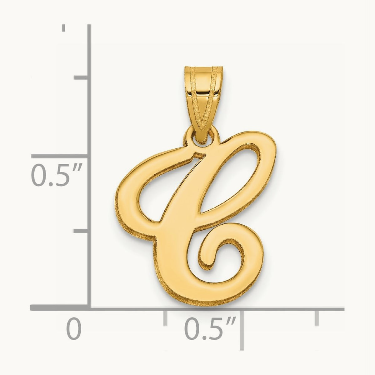 Script Letter C Initial Pendant, 14K