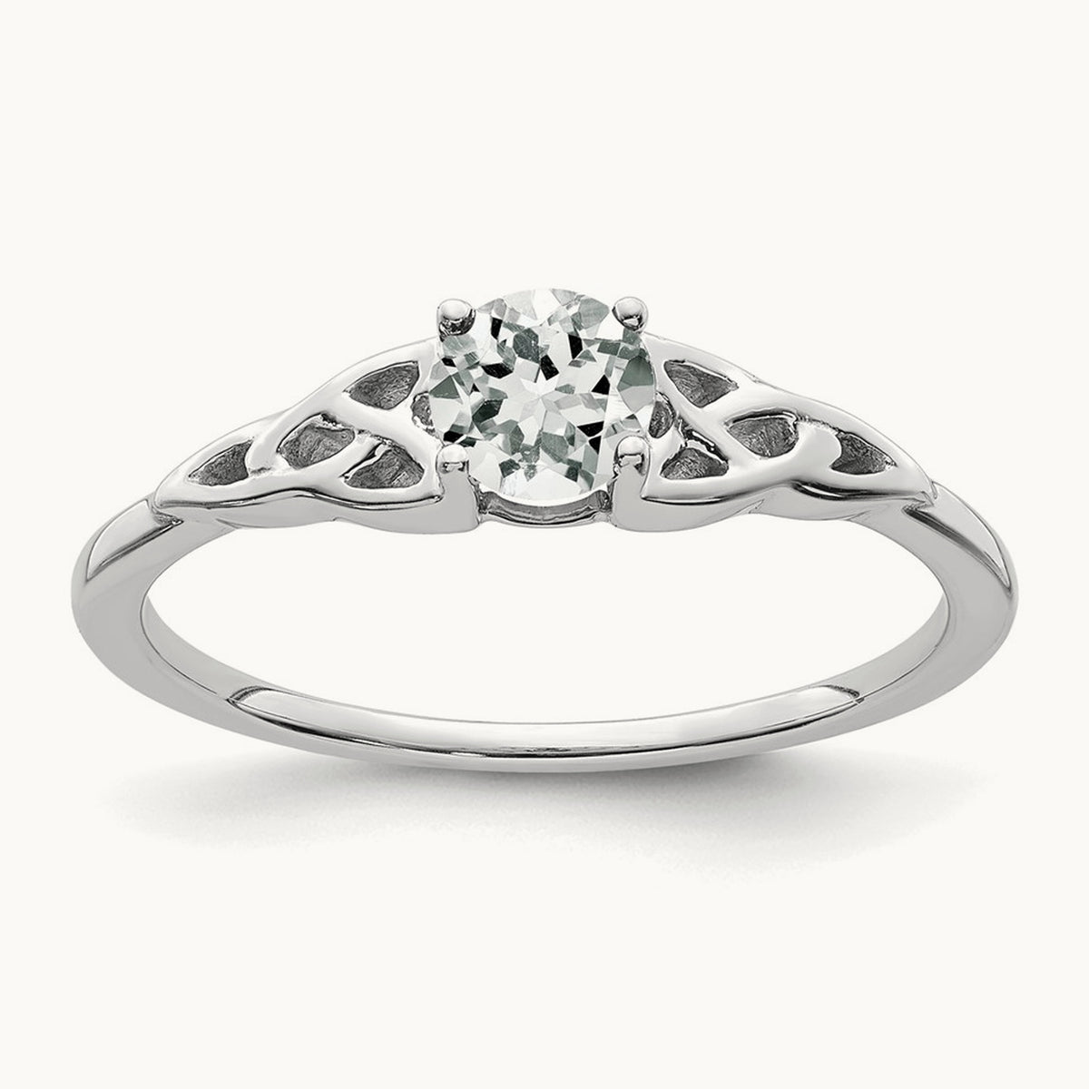 Topaz Celtic Knot Ring — 14K White Gold, 7