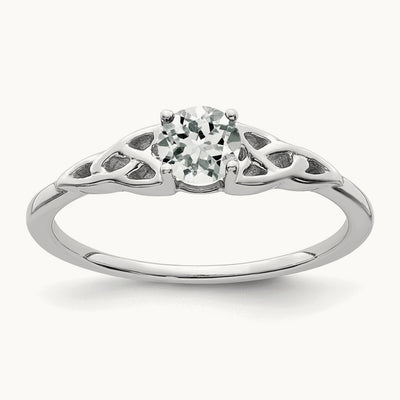 Topaz Celtic Knot Ring — 14K White Gold, 7