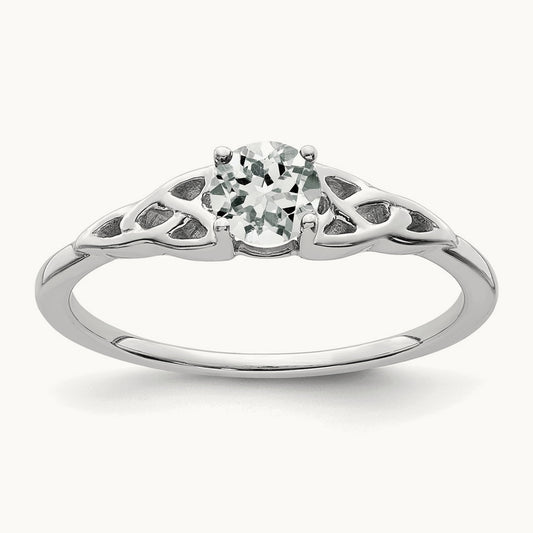 Topaz Celtic Knot Ring — 14K White Gold, 7