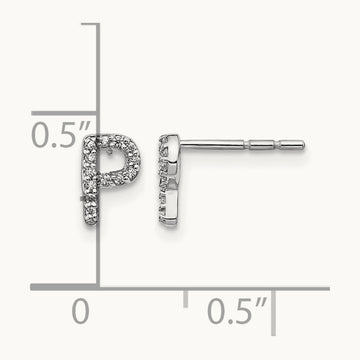 Diamond Initial P Earrings, 14K White Gold