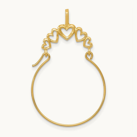 Polished 5-Heart Charm Holder — 14K Yellow Gold