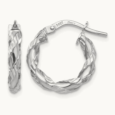 Twisted Rope Hoop Earrings, 14K White Gold
