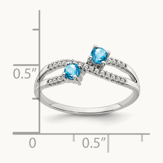 Two-stone Blue Topaz and Diamond Ring, 14K White Gold
