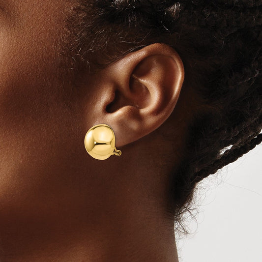 Omega Clip Half Ball Earrings — 16mm