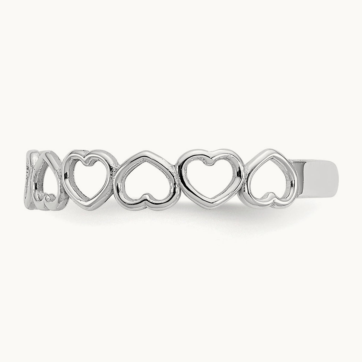 Polished Cut Out Hearts Toe Ring, 14K White Gold