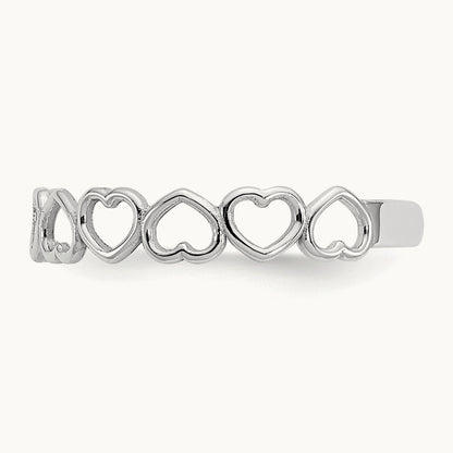 Polished Cut Out Hearts Toe Ring, 14K White Gold