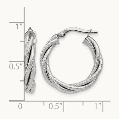 Twisted Triple Twist Hoop Earrings, 14K White Gold — Leslie's