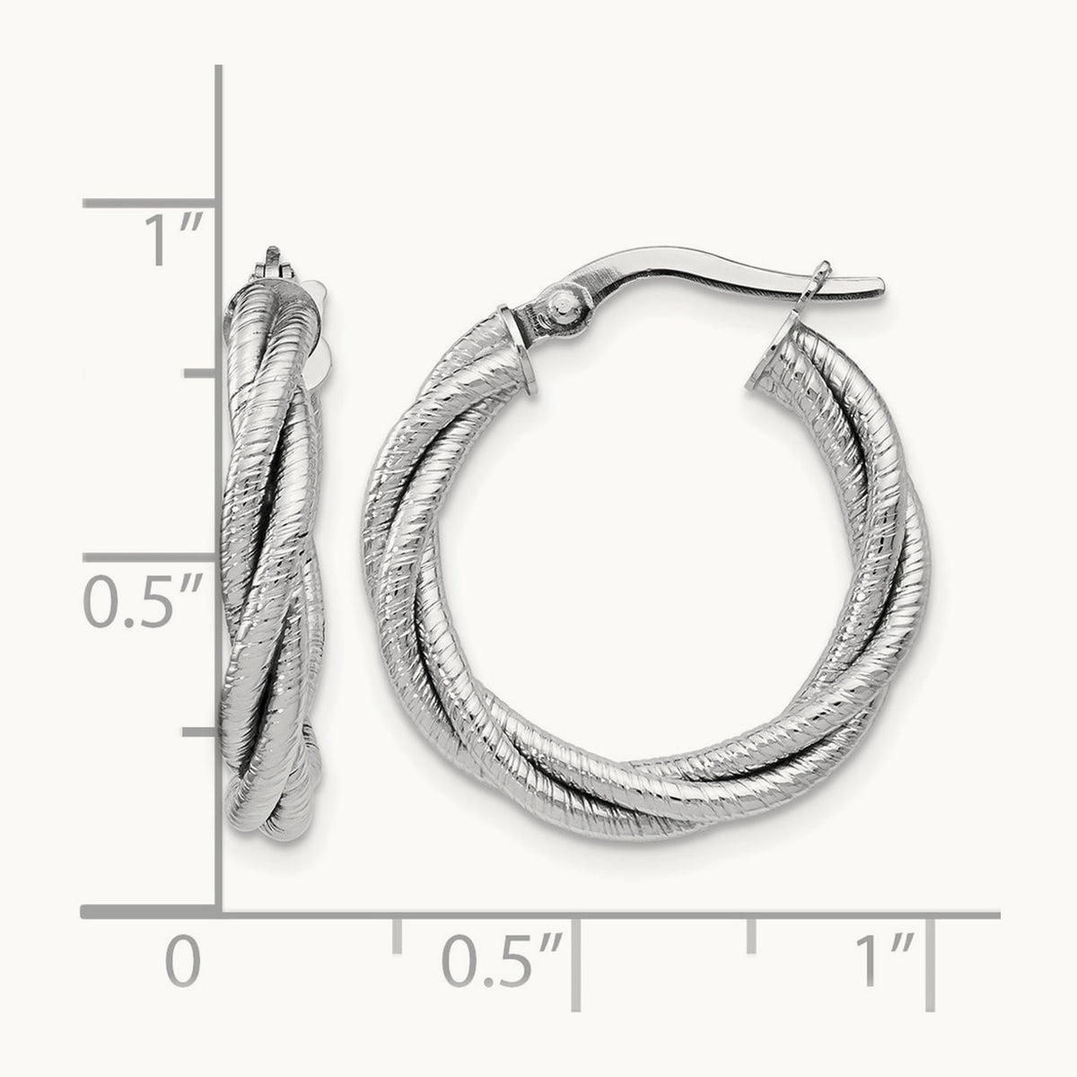 Twisted Triple Twist Hoop Earrings, 14K White Gold — Leslie's