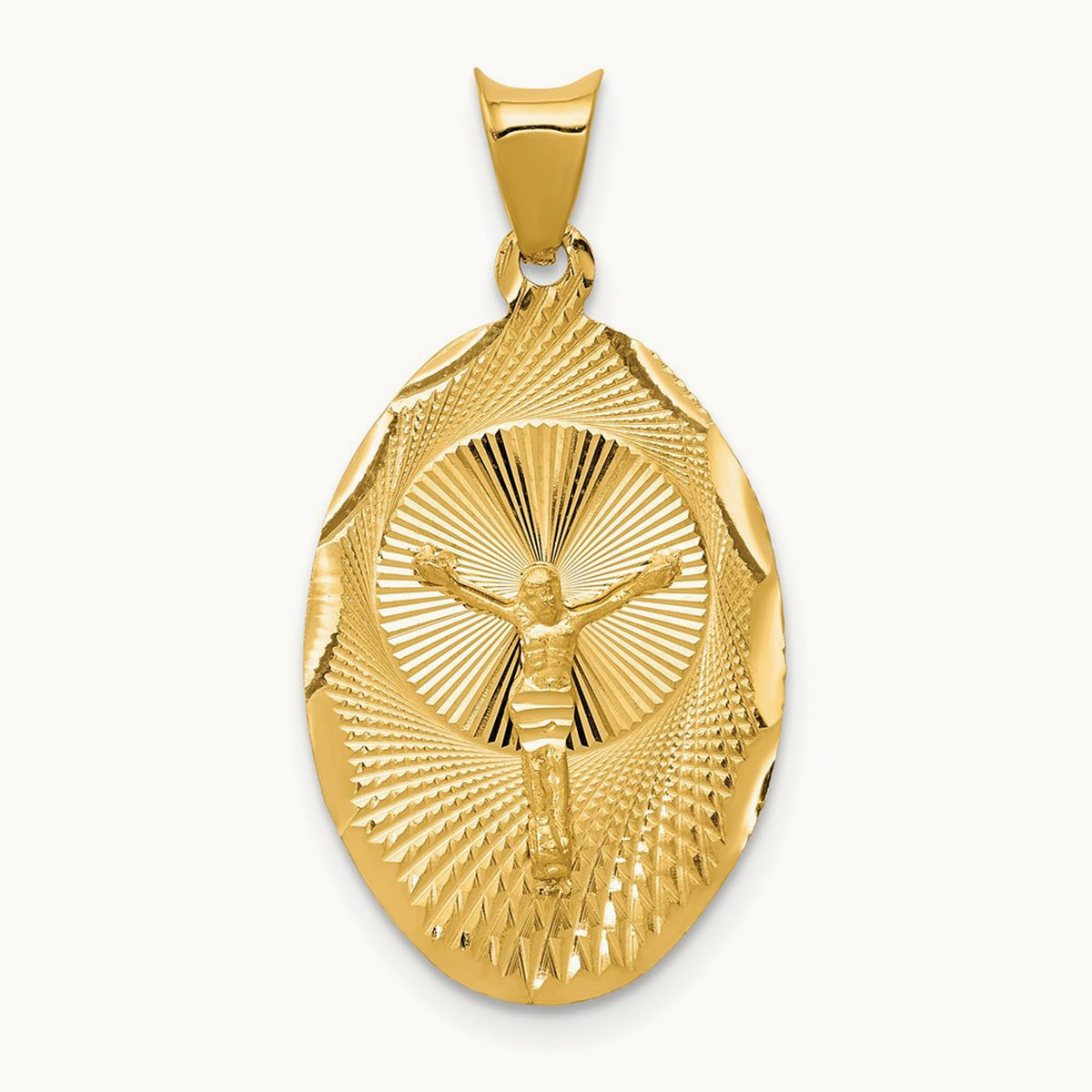 Polished Diamond-cut Corpus Oval Pendant — 28mm