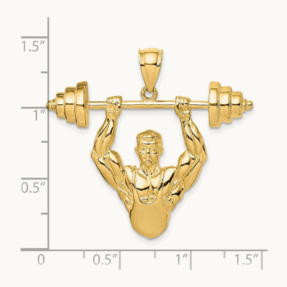 Bodybuilder Pendant, 14K