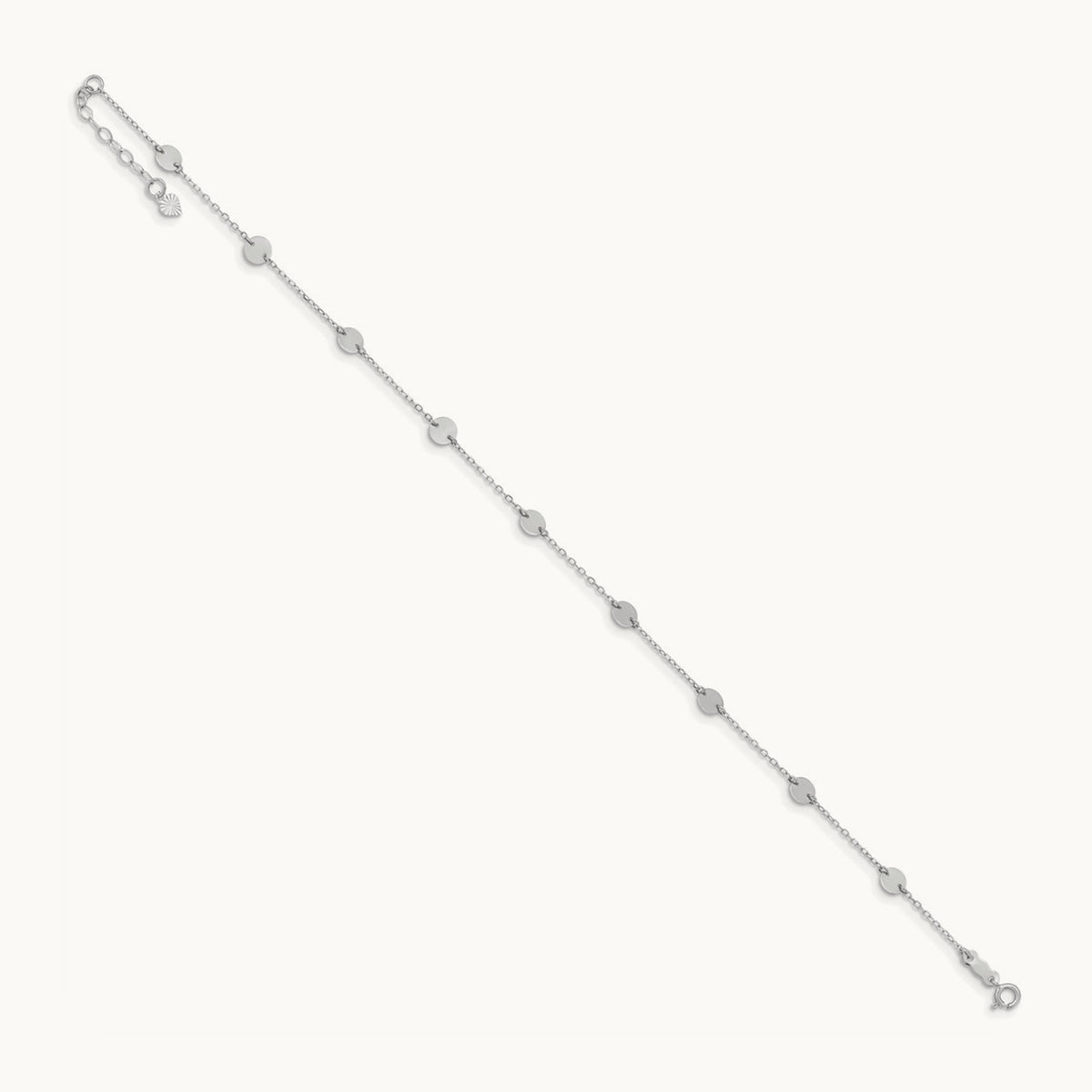 Polished Disc 9in Plus 1in extension Anklet — 14K White Gold