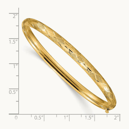 3/16 Diamond-cut Fancy Hinged Bangle Bracelet, 14K