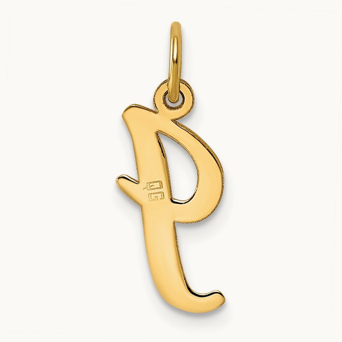 Medium Script Initial Charm — 14K Yellow Gold, I