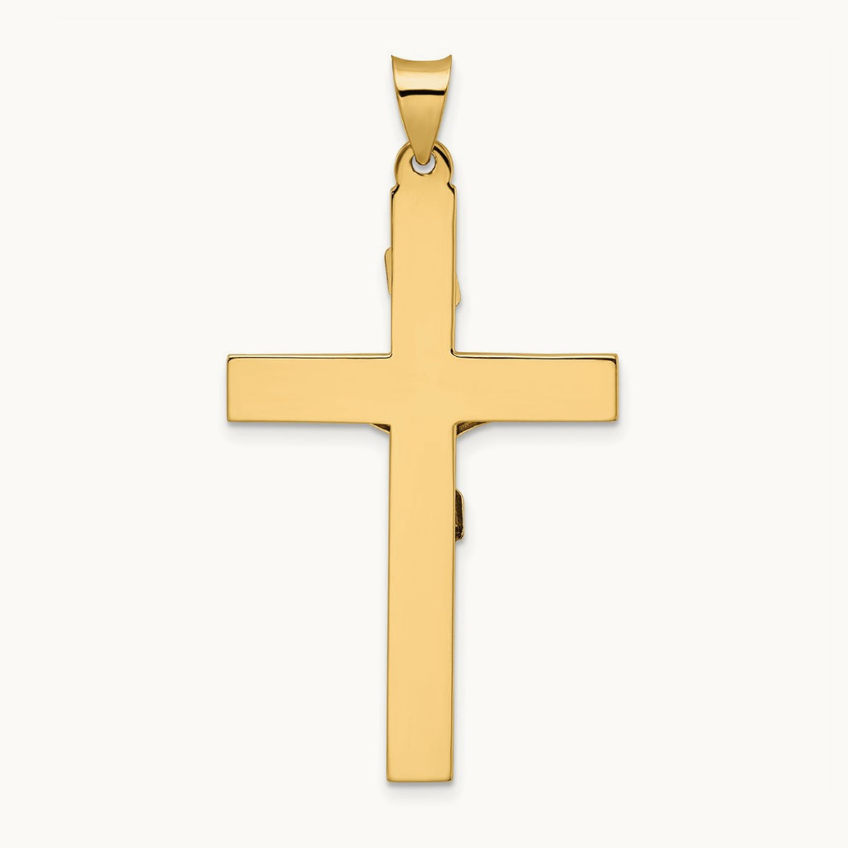 Polished Solid INRI Crucifix Cross Pendant — 48mm