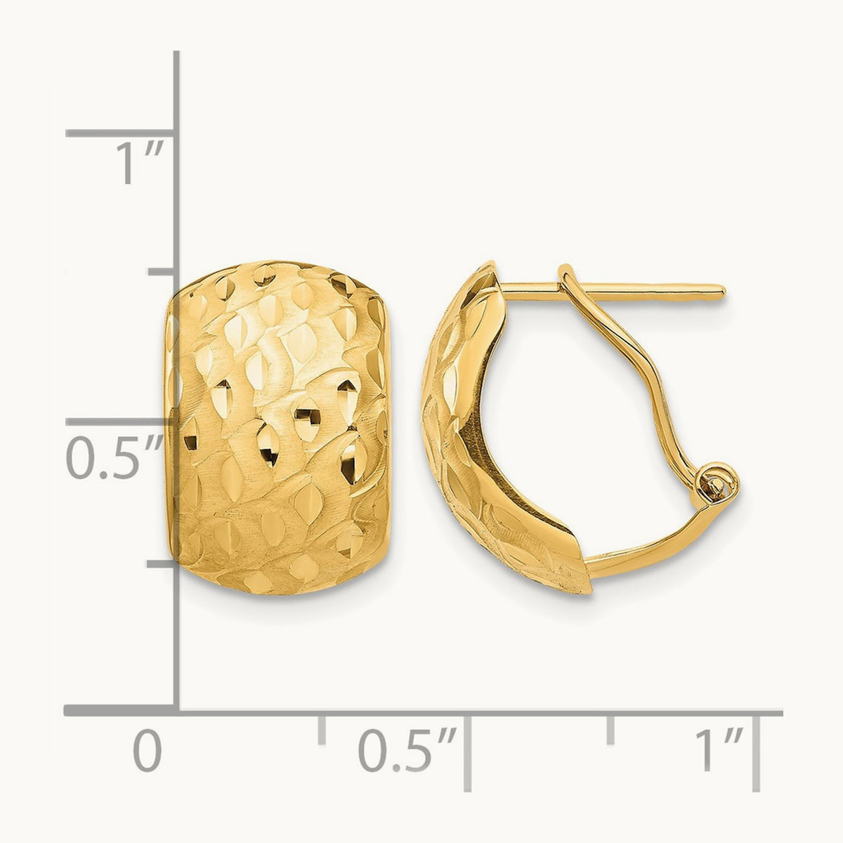 Diamond-cut Omega Back Earrings — 14K Yellow Gold