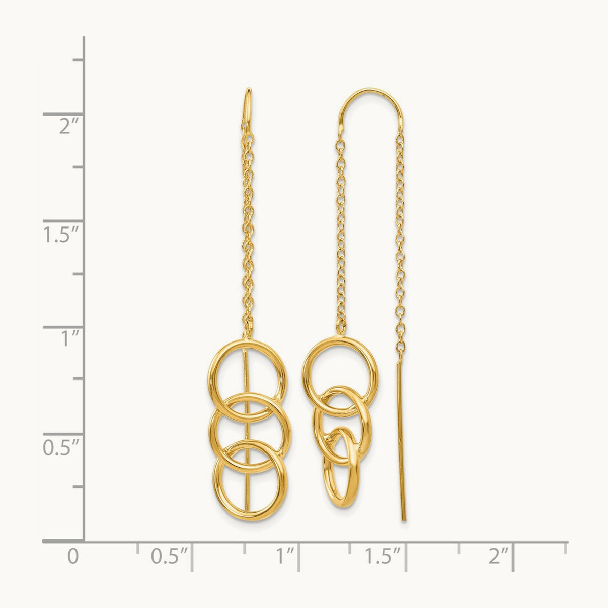 Triple Circle Threader Earrings, 14K
