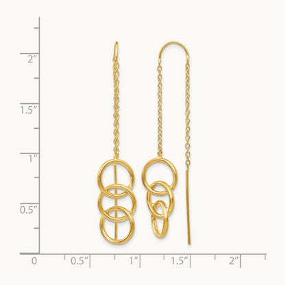 Triple Circle Threader Earrings, 14K