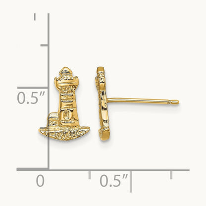 Lighthouse Post Earrings, 14K