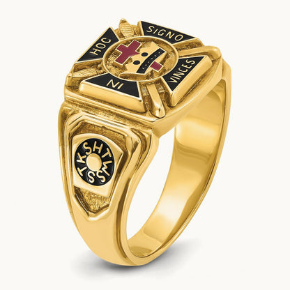 IBGoodman Men's Textured w/ Enamel Knights Templar Masonic Ring, 14K