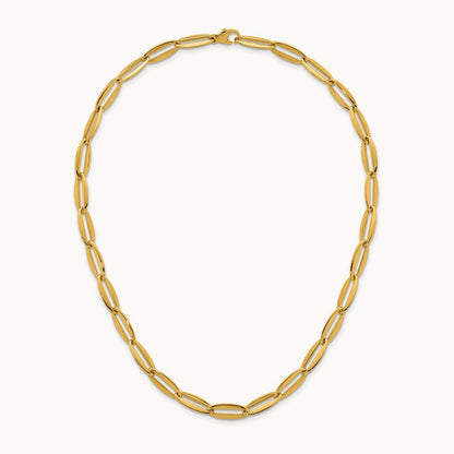 Polished Long Oval Link Necklace, 7mm, 14K