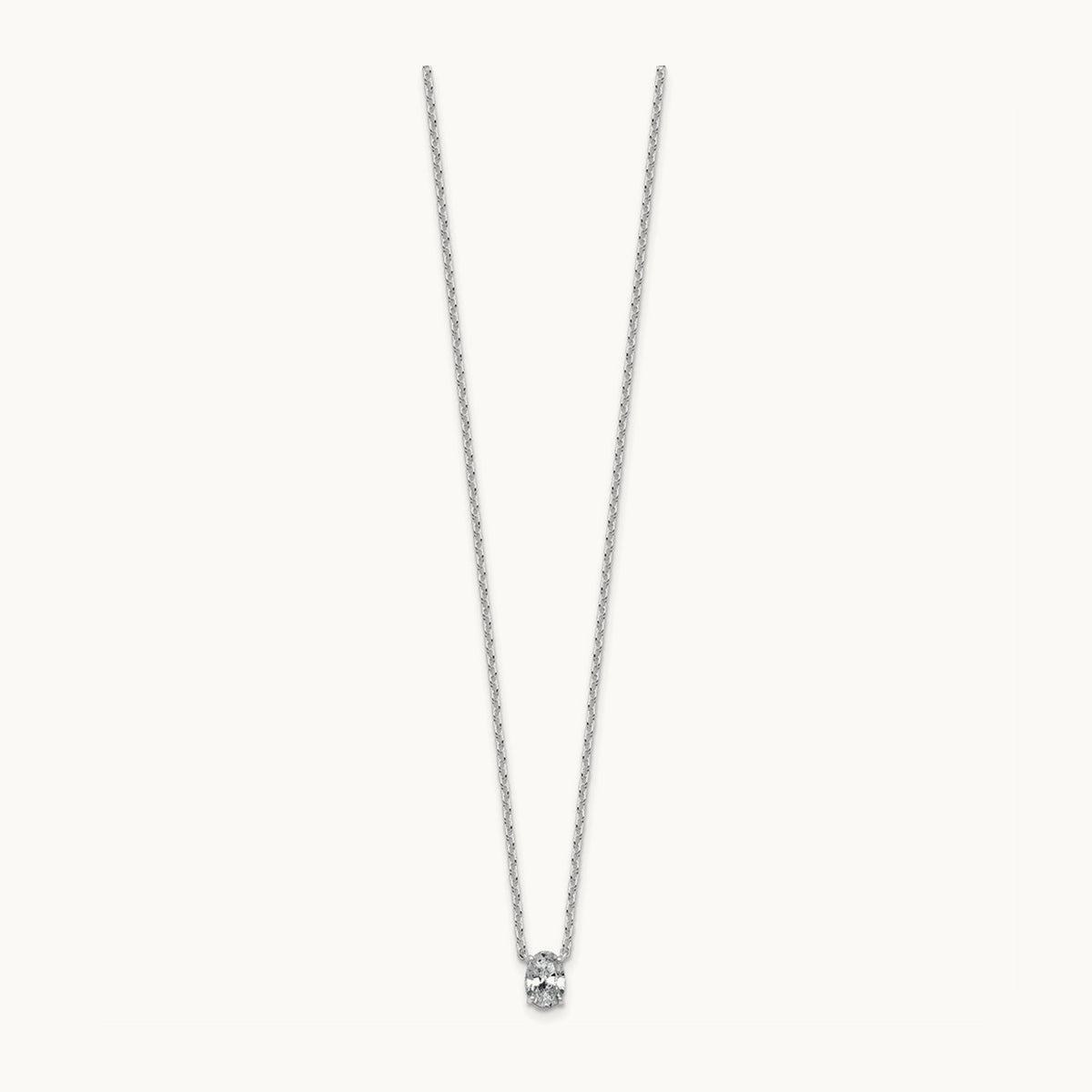 Oval Pendant Necklace, 0.25-4.00 ct tw Lab-Grown Diamond — 1/2 ct, VS (Best), 14K White Gold