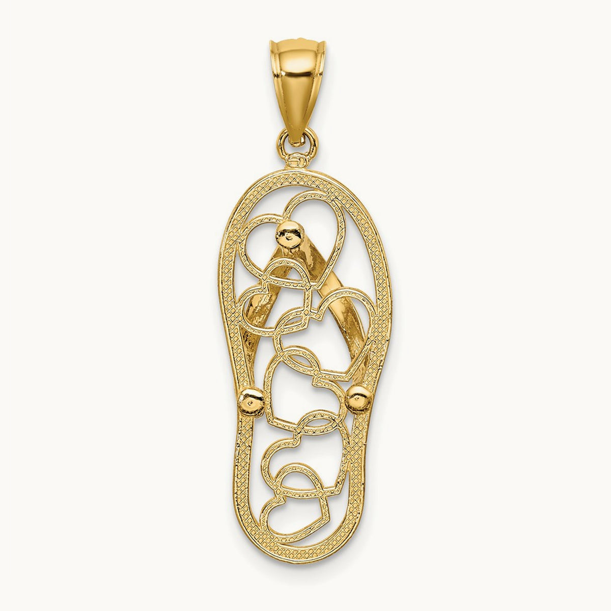 Multi Heart Flip-Flop w/ White Enamel Charm, 14K