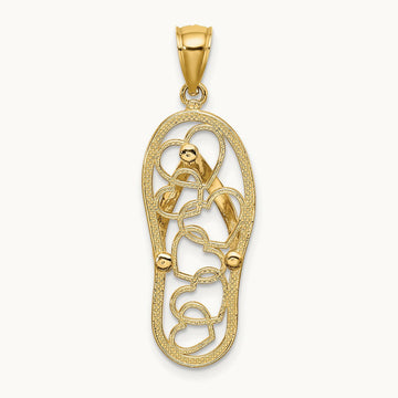 Multi Heart Flip-Flop w/ White Enamel Charm, 14K