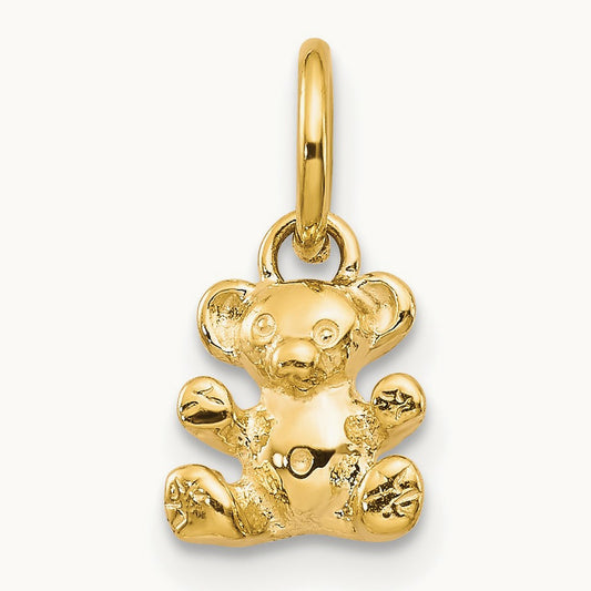 Polished Teddy Bear Charm, 14K