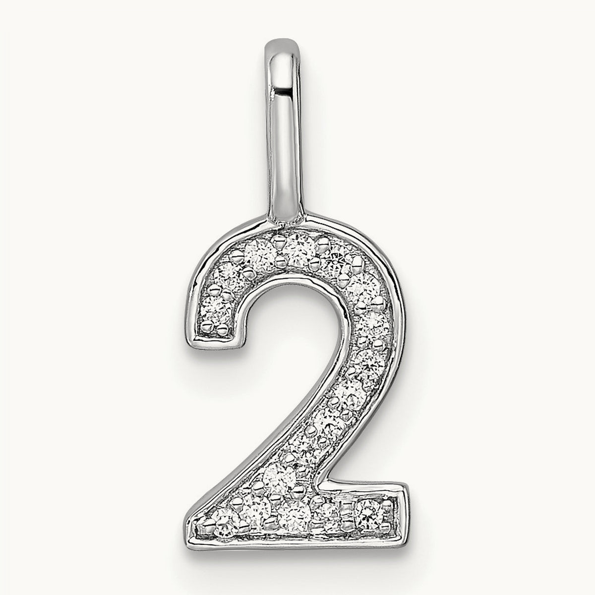 Diamond Number 2 Pendant — 14K White Gold