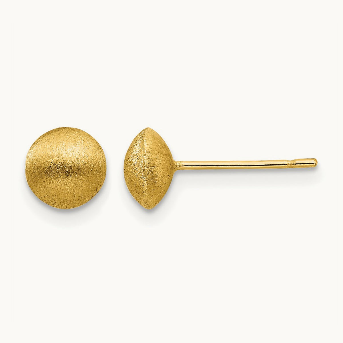 Satin Button Earrings, 7mm, 14K