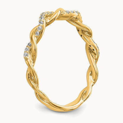Peg Set Diamond Semi-mount Criss-Cross Eng Ring, 14K Yellow Gold