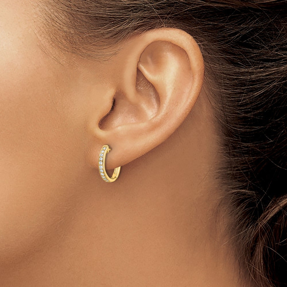 Diamond Hinged Hoop Earrings — 14K Yellow Gold