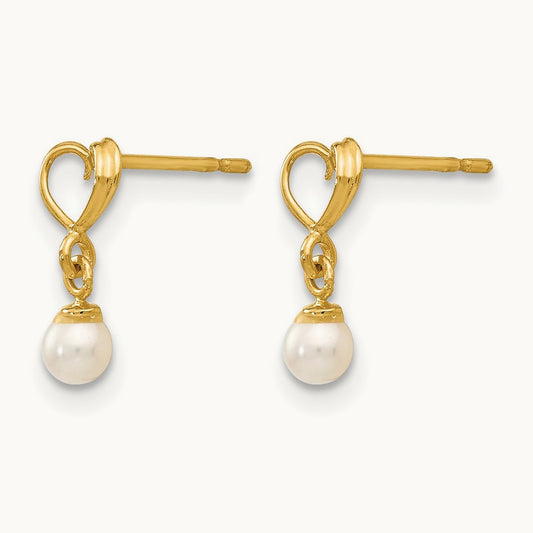 Madi K FW Cultured Pearl Heart Dangle Post Earrings, 14K