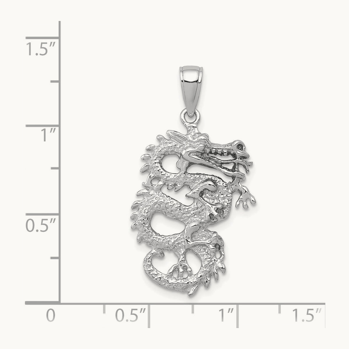 3-D Dragon Charm — 14K White Gold