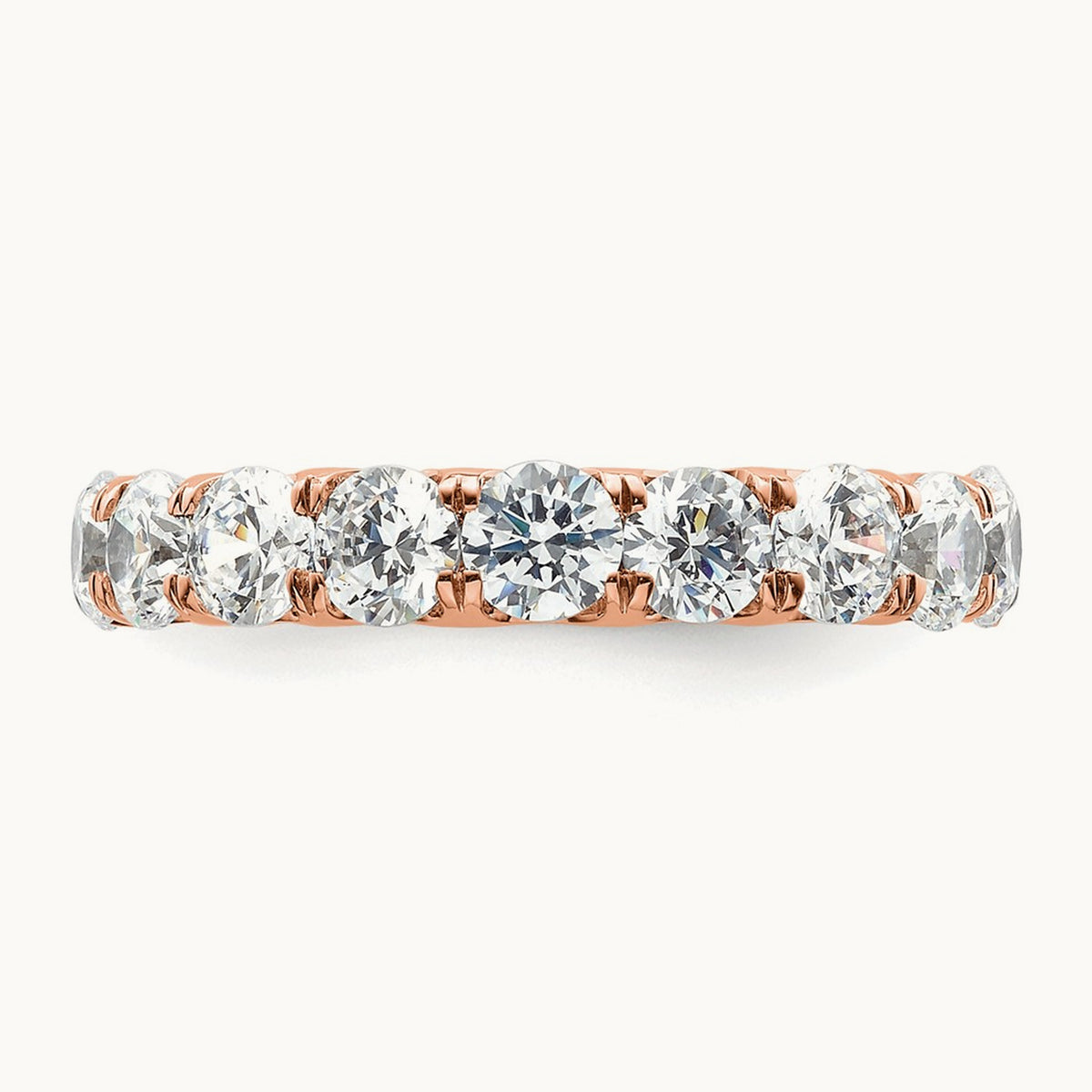 Polished U Shared Prong Diamond Eternity Band, 3.00 ct tw — 14K Rose Gold