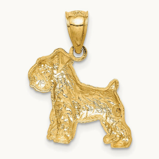 Diamond-cut Mini Schnauzer Pendant, 14K