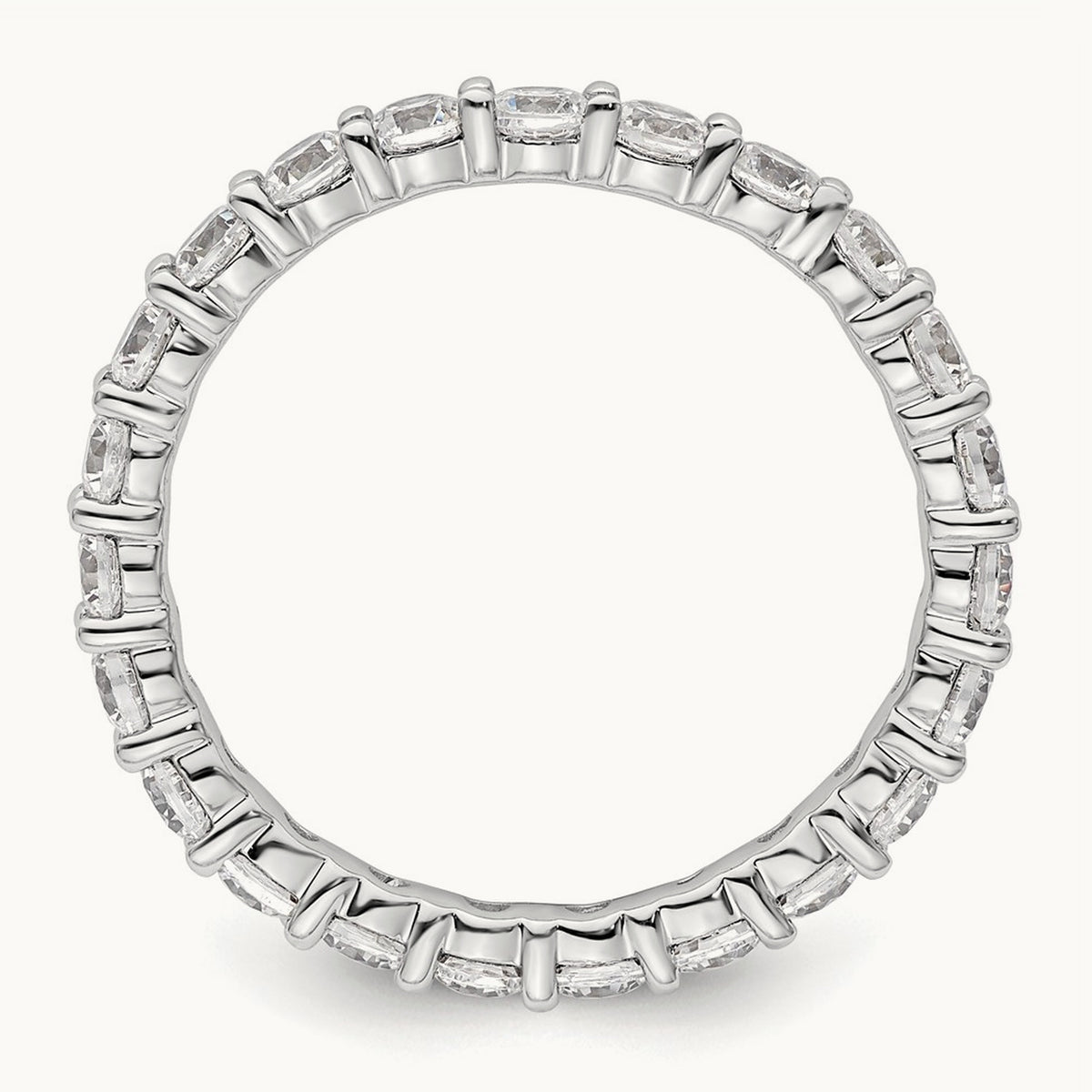 Polished Shared Prong Diamond Eternity Band — 14K White Gold, 2.07 ct, 9