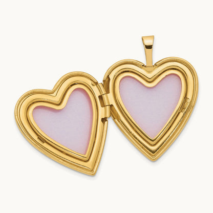 Diamond Side Swirl Edge Heart Locket, 20mm, 14K