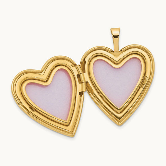 Diamond Side Swirl Edge Heart Locket, 20mm, 14K