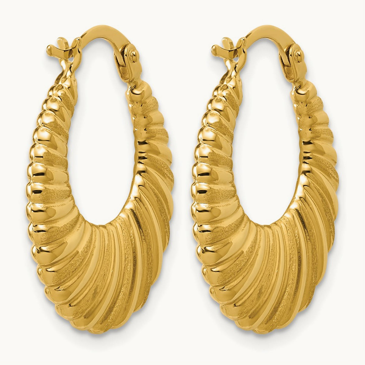 Polished and Grooved Hoop Earrings — Leslie's — 19.5mm