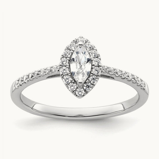 White Sapphire April Birthstone Ring, 0.20 ct tw Lab-Grown Diamond