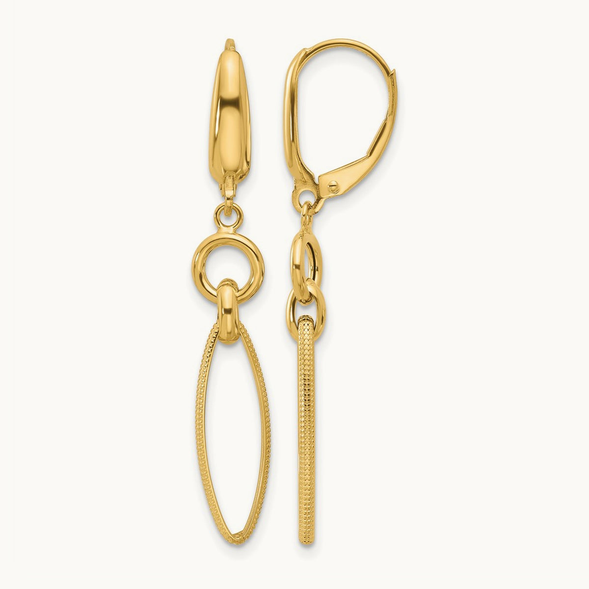 Polished and Diamond-cut Dangle Earrings, 14K — Leslie's