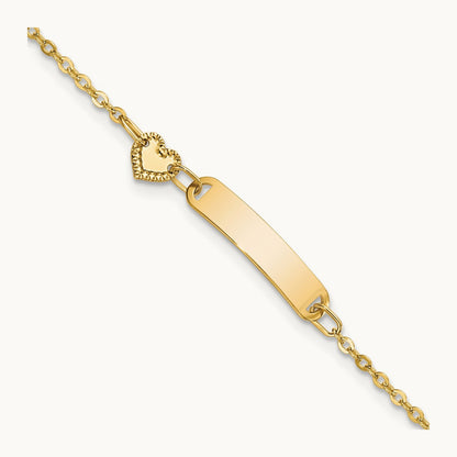 Polished ID with Heart Childrens Bracelet, 14K