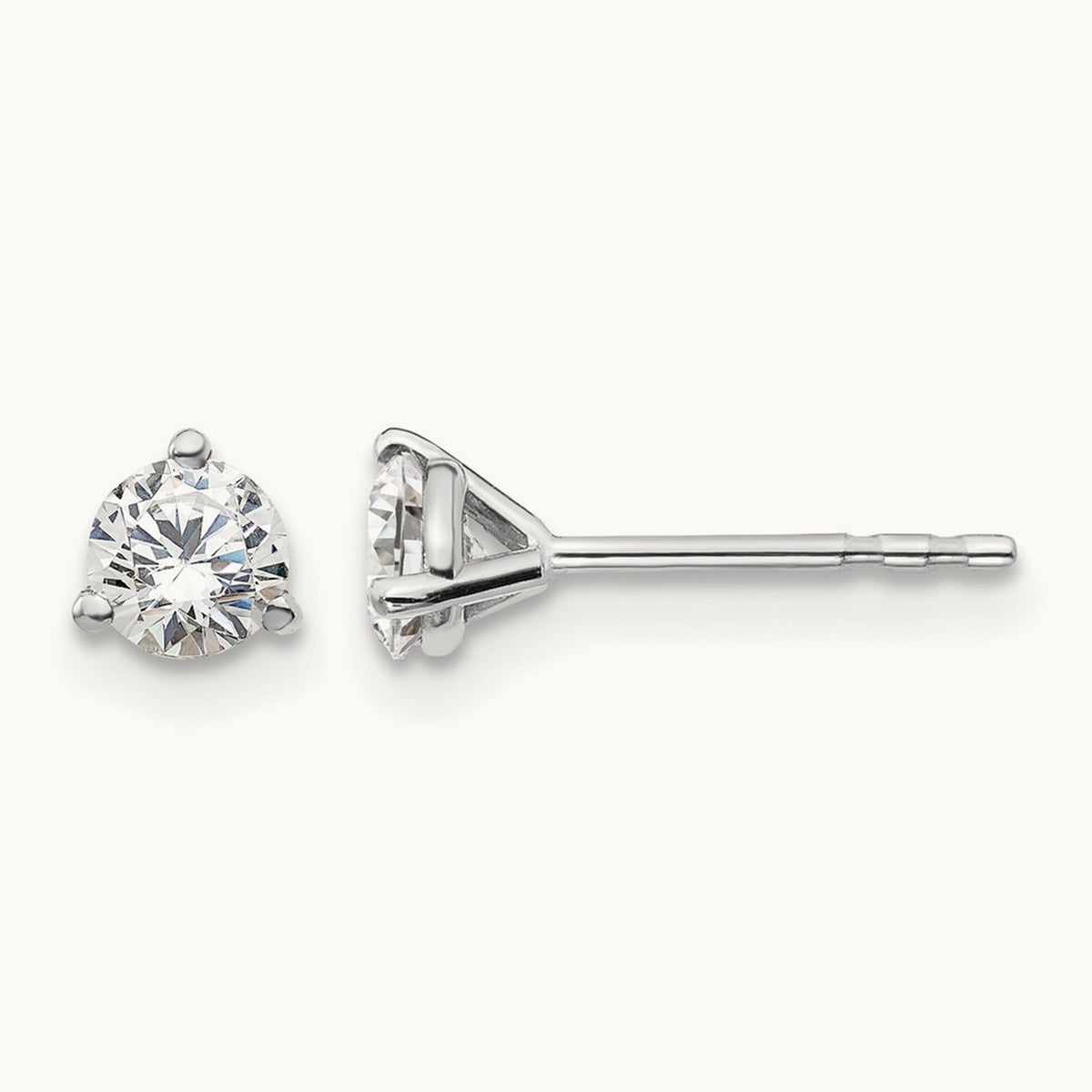 Round Stud Earrings, 0.10-6.00 ct tw Lab-Grown Diamond — 1/2 ct, 14K White Gold
