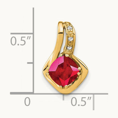Created Ruby and Lab-Grown Diamond Chain Slide Pendant — 14K Yellow Gold