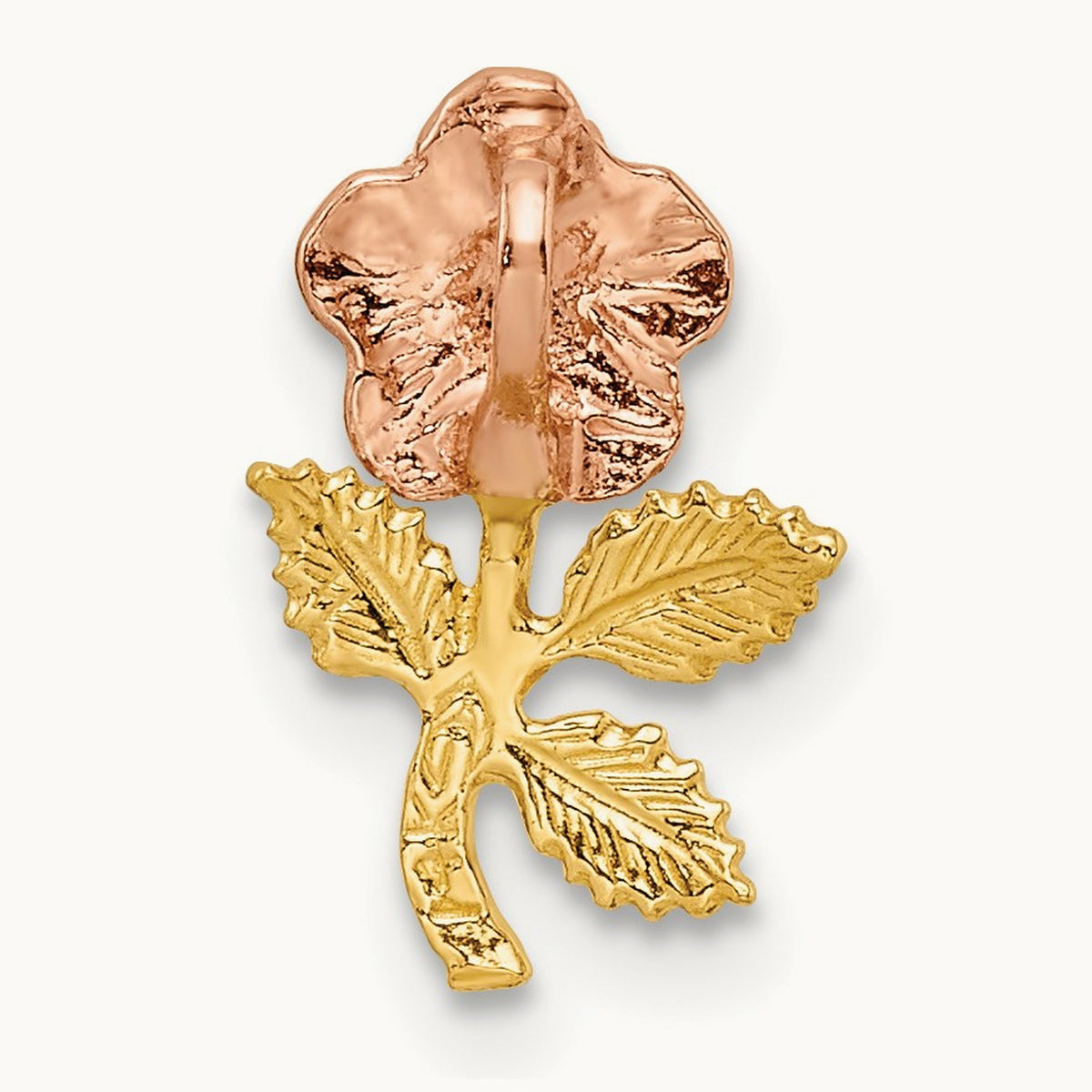 Textured Rose Slide Pendant, 14K Two-tone
