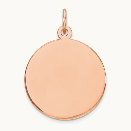 Round Disc Charm, 14K Rose Gold