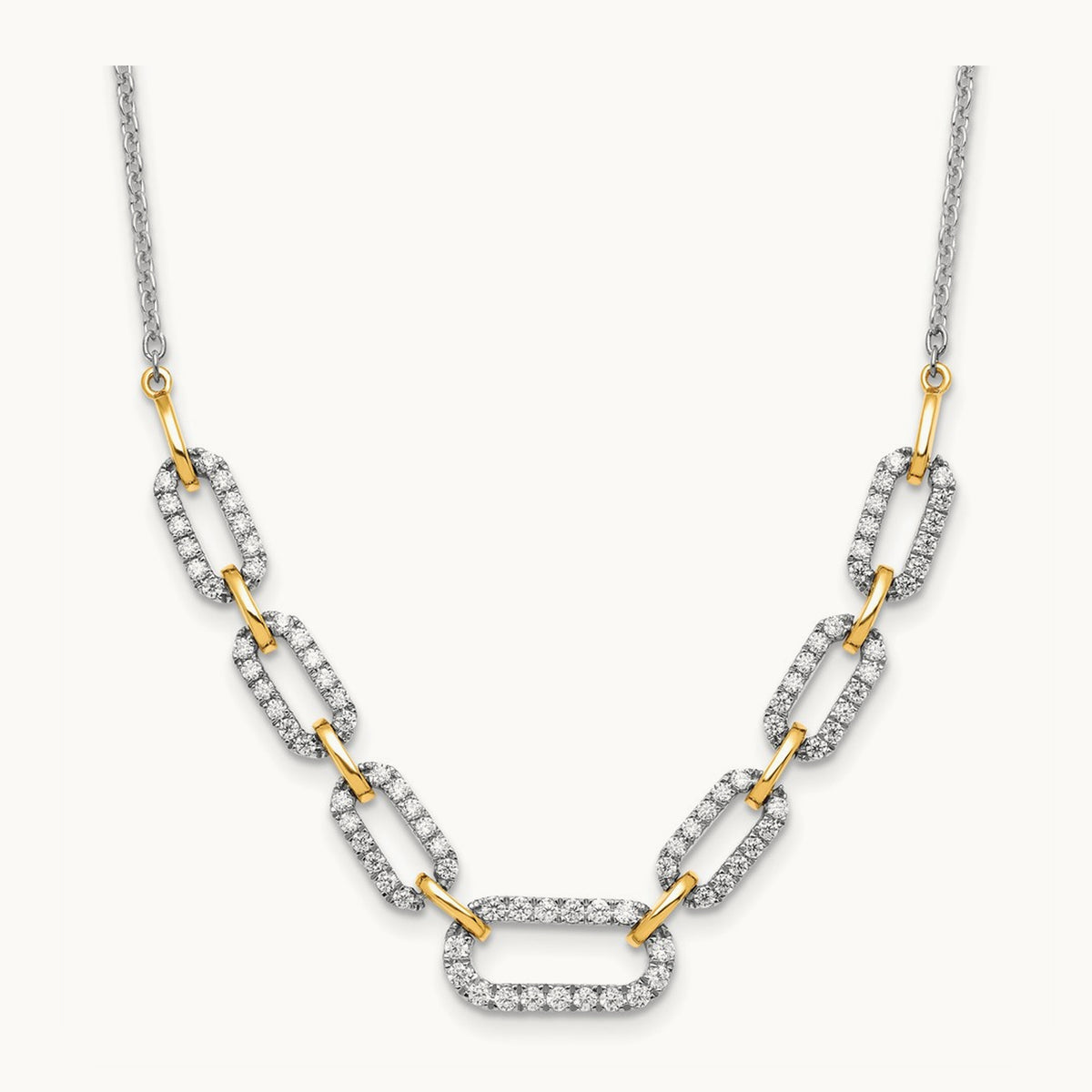 Fashion Link Necklace, 1.00 ct tw Lab-Grown Diamond — 14K Two-Tone