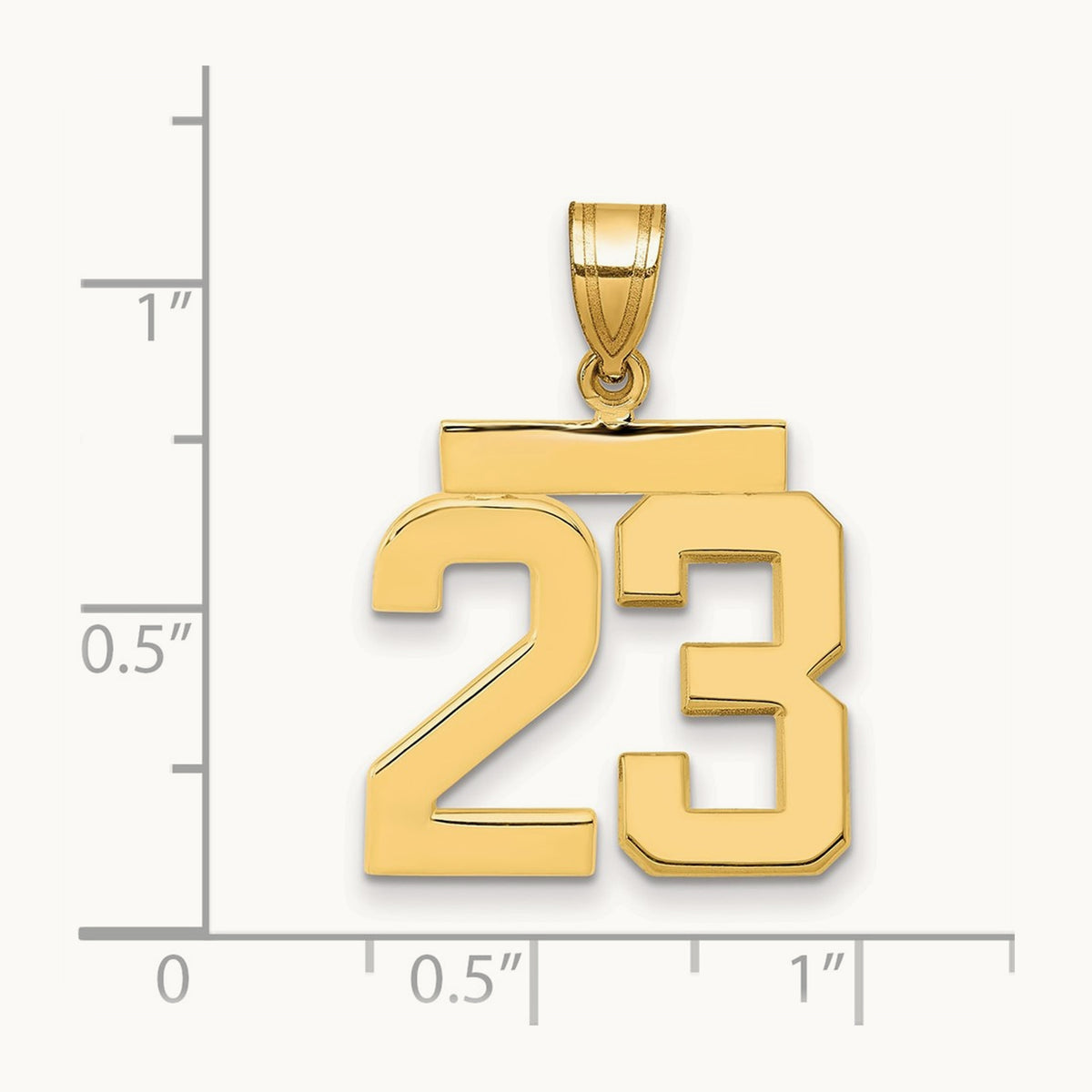 Medium Polished Number 23 Charm, 14K